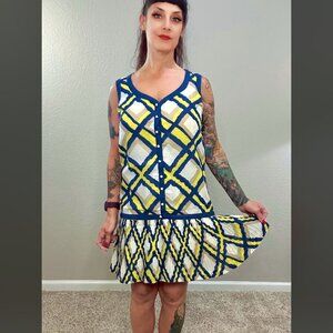 60s Mod Sheath Dress Vintage Eve LeCoq Abstract Scooter MCM 20s Retro Tennis M